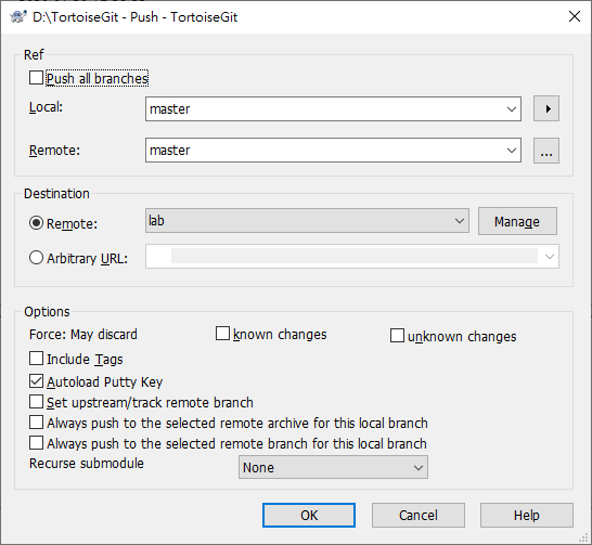 TortoiseGit push dialog