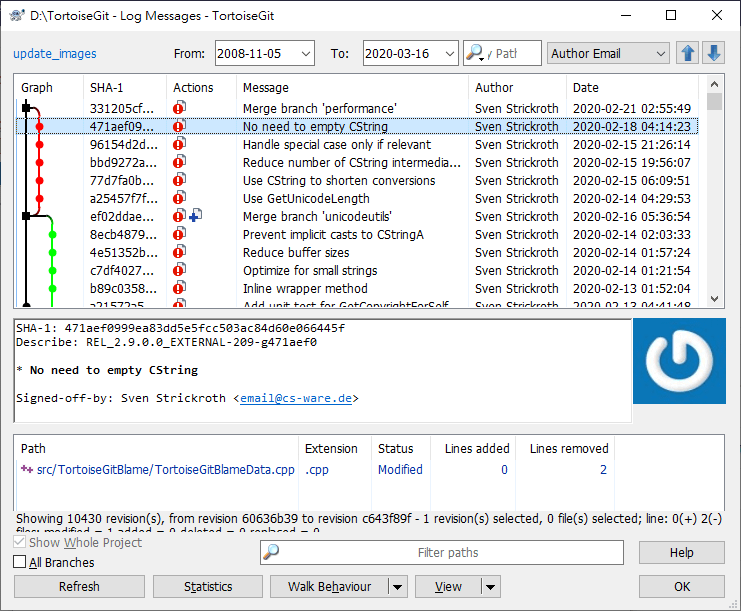 TortoiseGit log dialog