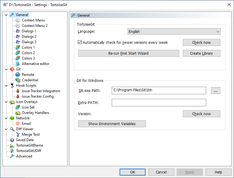 The Settings Dialog, General Page